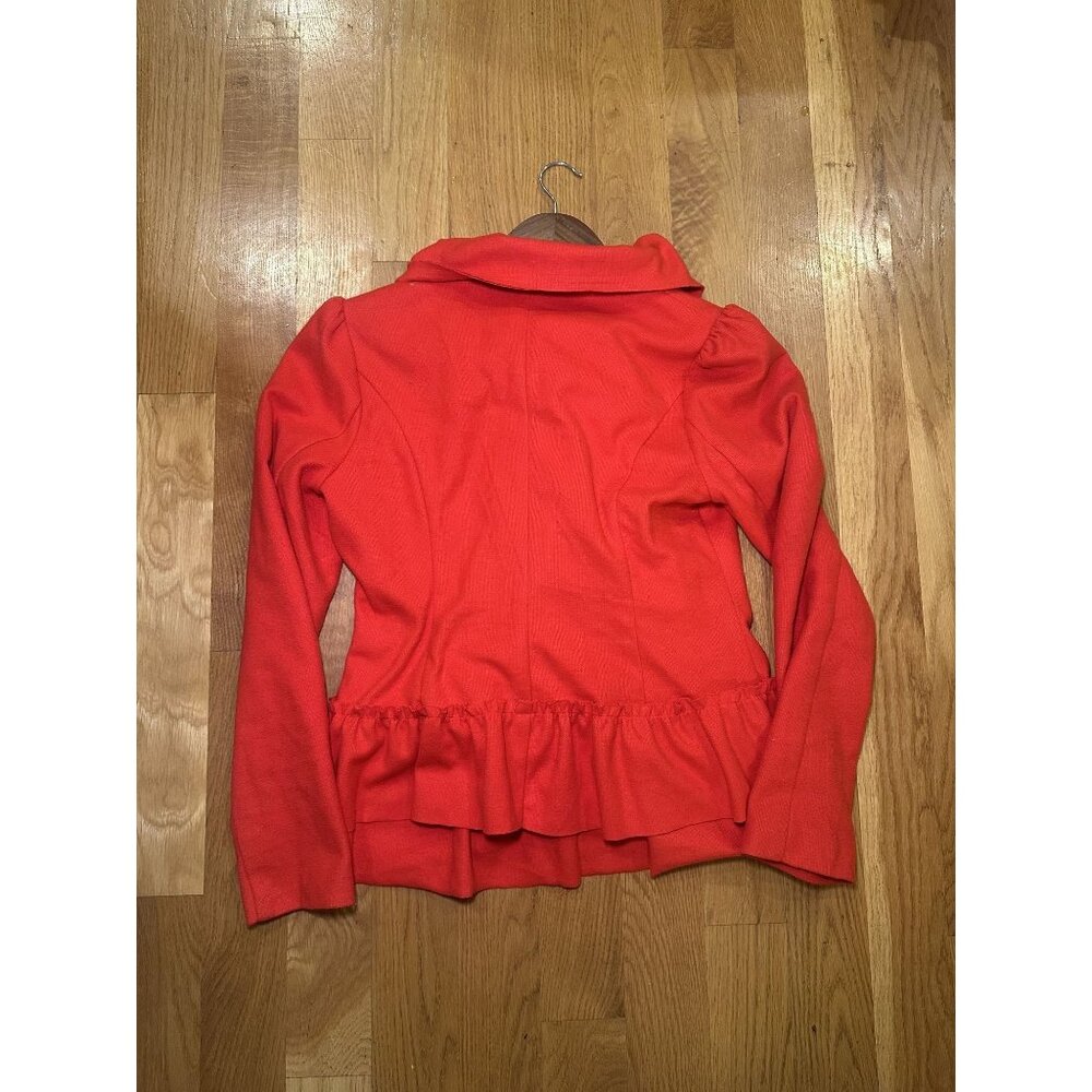 Red Ruffled Snap Button Blazer Size L - Picture 3 of 9